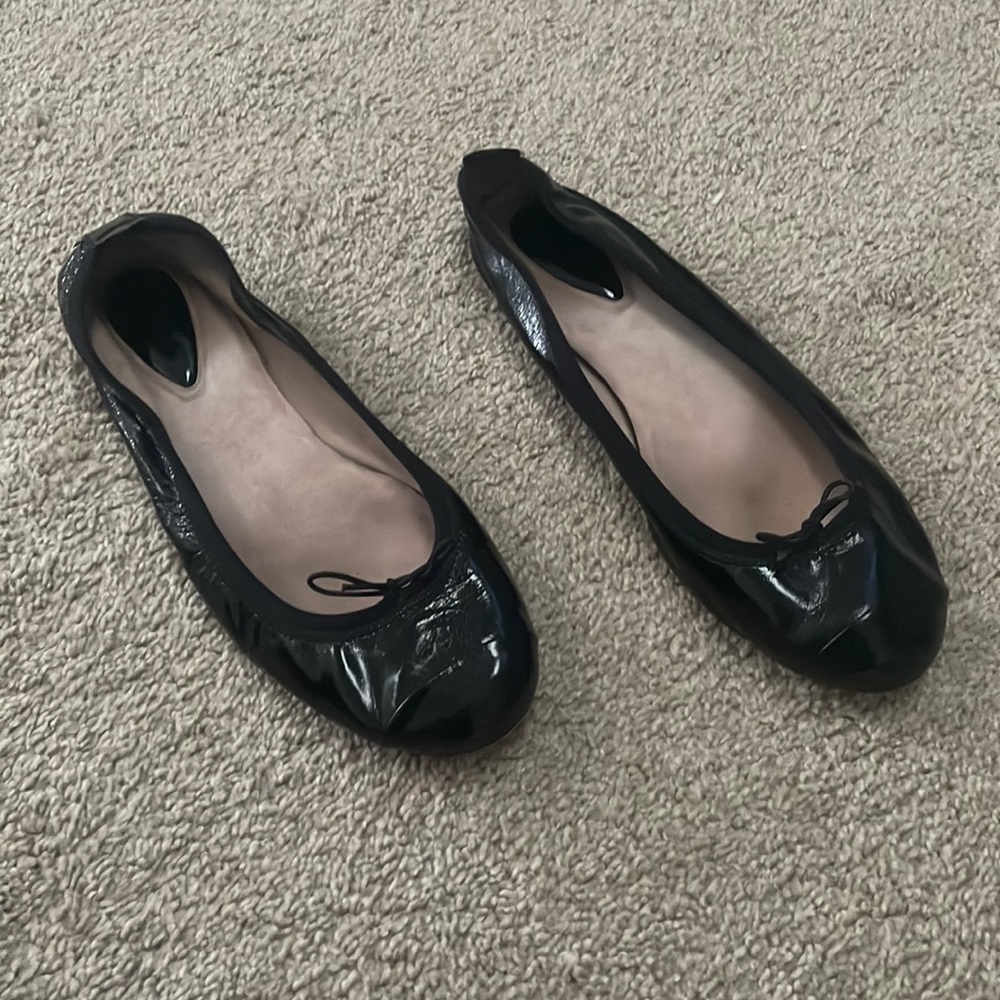 Bloch Black Patent Leather Cap Toe Ballet Flats
